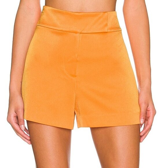 Alice + Olivia Pants - NEW ALICE & OLIVIA Women's Mara Shorts Orange Satin Crossover Waistband Size 14